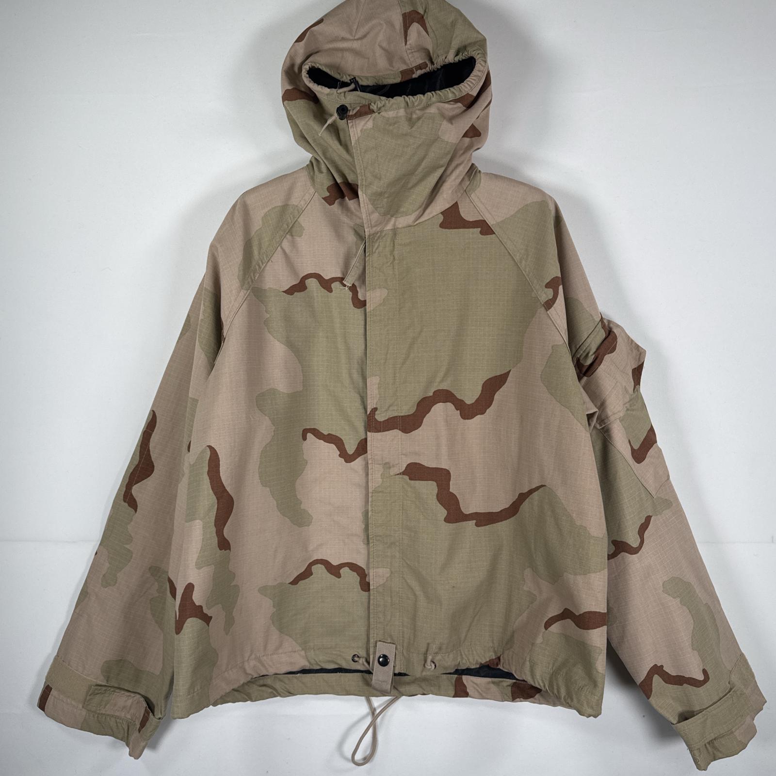 古着 ミリタリージャケット デザートカモ ケミカルプロテクティブパーカー ステンシル M ベージュ系 カモフラージュ（迷彩） メンズ