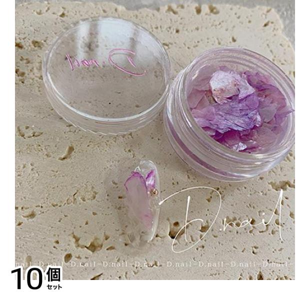 D.nail ディーネイル ドライフラワーシェル クリアピンクパープル 4g 10個セット