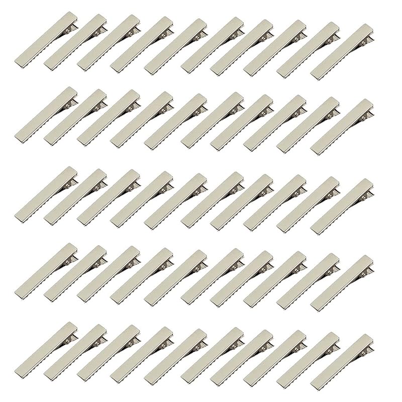 HJ ヘアクリップ ヘアピン 金具 DIY シルバー 約100個入り (55MM)