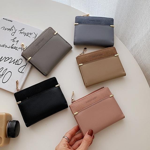 【まとめ買い価格 10セット1配送】レディースファッション 財布 二つ折り 小さめ コンパクト ミニ財布 きれいめ かっこいい シンプル カードケース サイフ ボタン 薄い ウォレット スモーキー