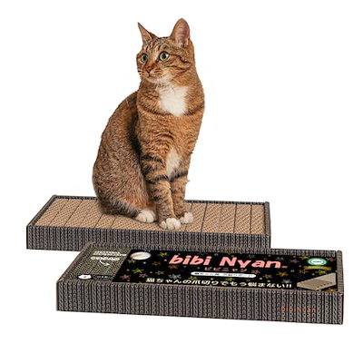 他サイト： bibi Nyan 爪切り不要の爪とぎボード 猫 日本製 両面使用可 ヤスリ ストレス解消 ダンボール 負担軽減 ねこ つめとぎ 爪研ぎ ネコ ビビニャン １個入の商品画像