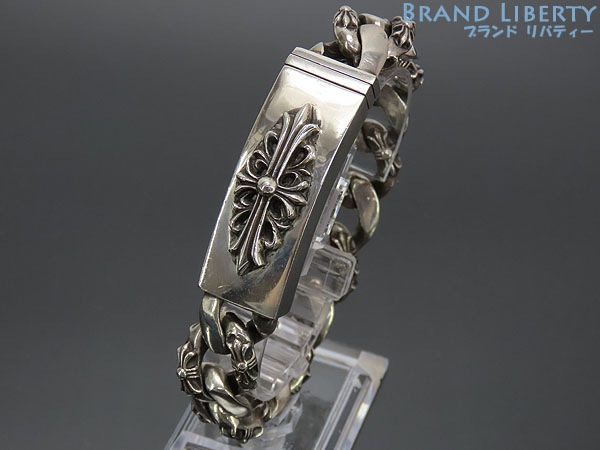 美品クロムハーツフローラルクロスIDファンシーチェーンブレスレット腕輪スターリングシルバーシルバー925AG925