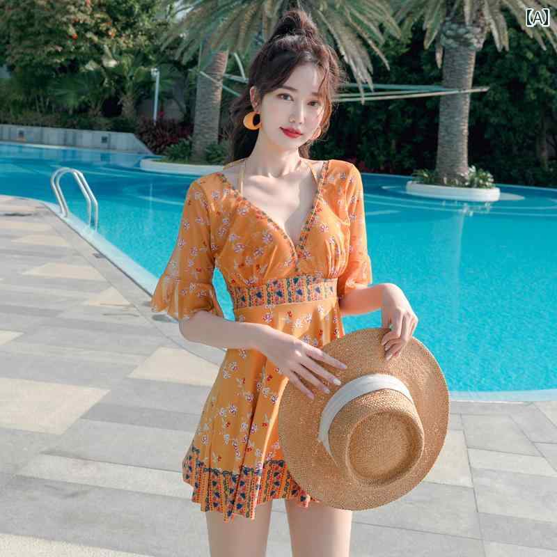 レディース 水着 スカート 体型カバー 女性用 婦人用 スイムウェア 温泉 リゾート 海 プール レジャー ワンピース ドレス水着 スタイルアップ レトロ ユニーク 大きいサイズ 韓国 8,042円