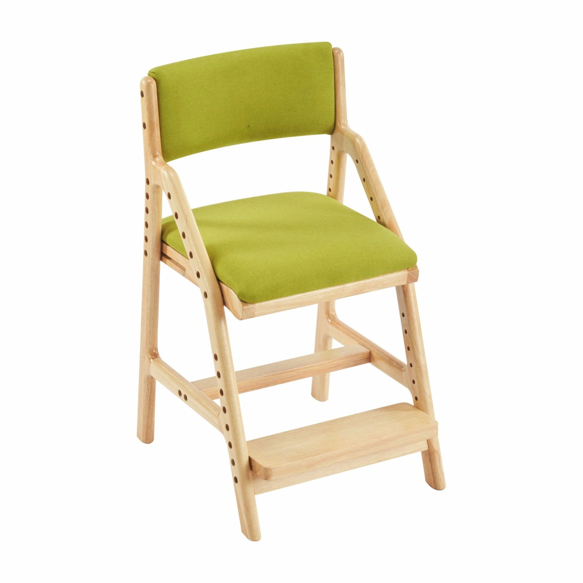 【国内発送,送.料無料】A57グリーン 学習チェア 学習椅子 木製 姿勢 子供 キッズチェア ハイチェア ダイニングチェア 椅子 高さ調整 シンプル コンパクト 組立て 板座 足置き