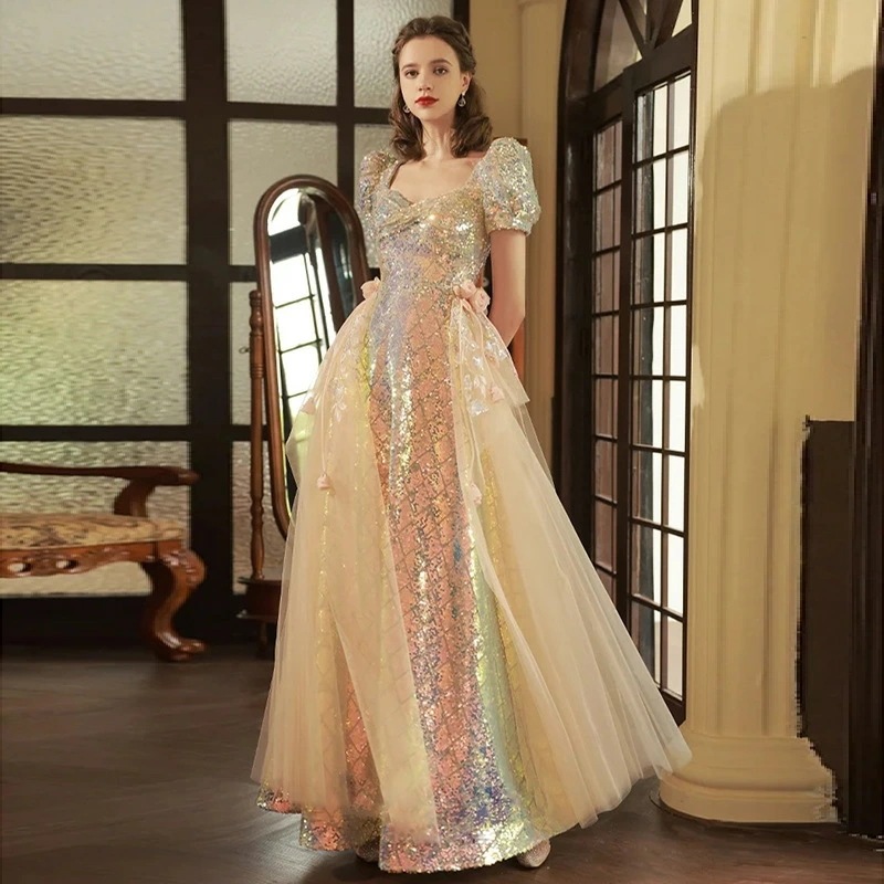 XS-3XL レディース ウェディングドレス カラードレス 結婚式　花嫁 披露宴　刺繍 二次会 パーティードレス 演奏会 お嫁さん 発表会 誕生日会 少女 シャンパン