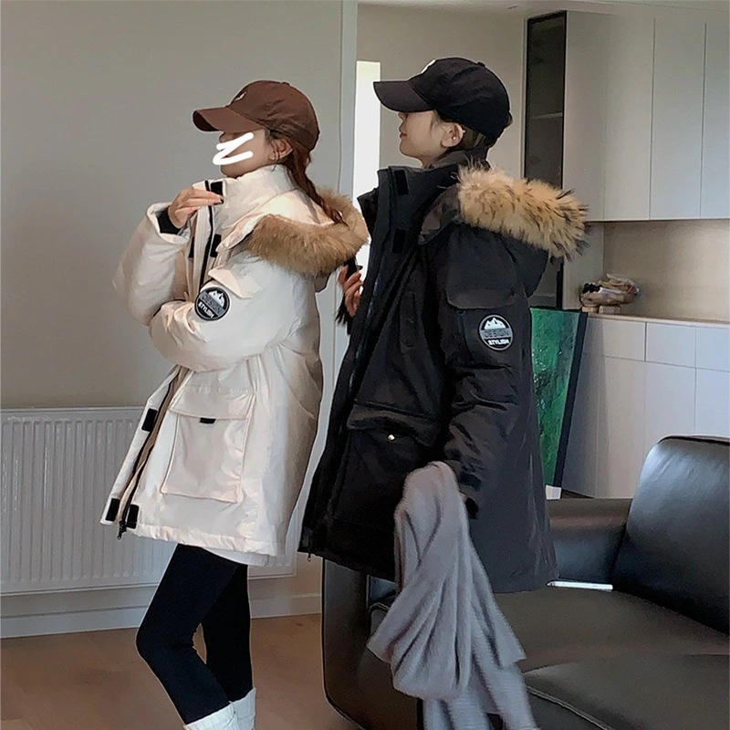 25新作 大毛の襟工服女性厚手の綿入れの中長期保温コート アウター ダウンジャケット コート レディース ジャケット 韓国 通勤ジャンパー・ブルゾン