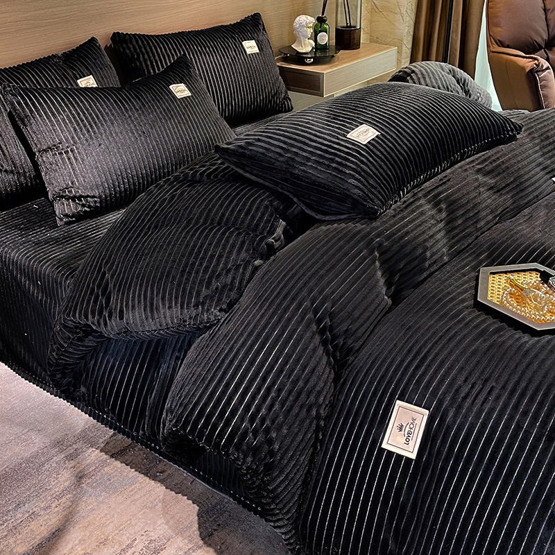 両面コーデュロイ マジックベルベット 4点セット 無地 マジックベルベット 210g 掛け布団カバー 寝具