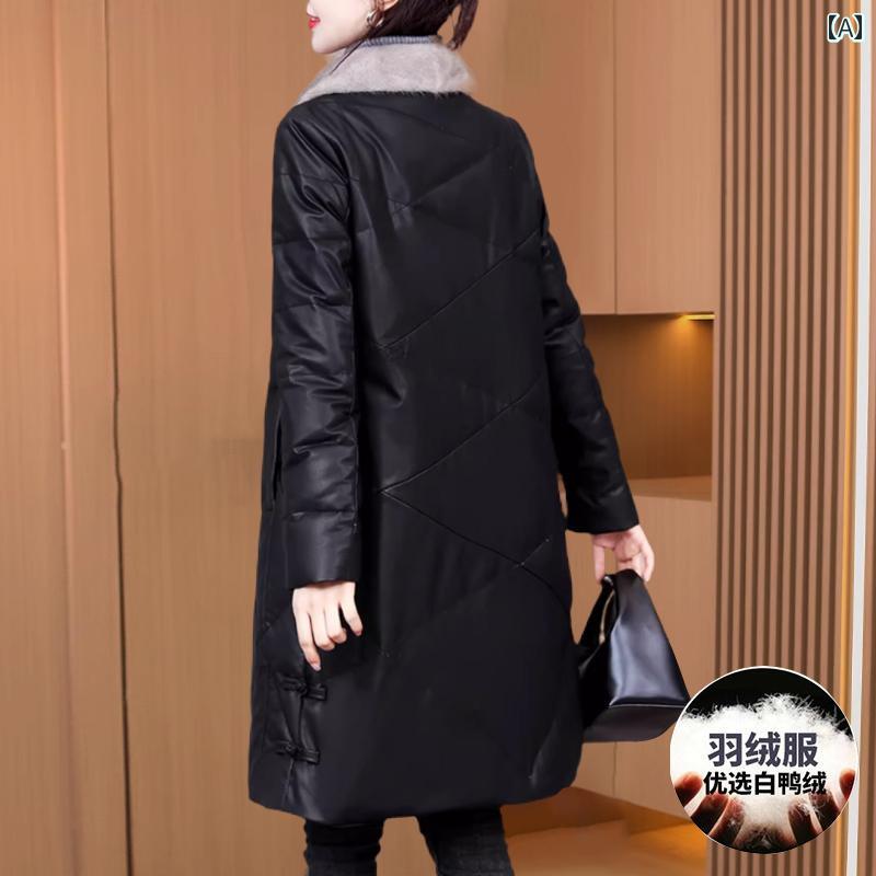 ダウンジャケット レディース 冬 丈 スタイリッシュ レザージャケット インスタ映え 大人っぽい かわいい