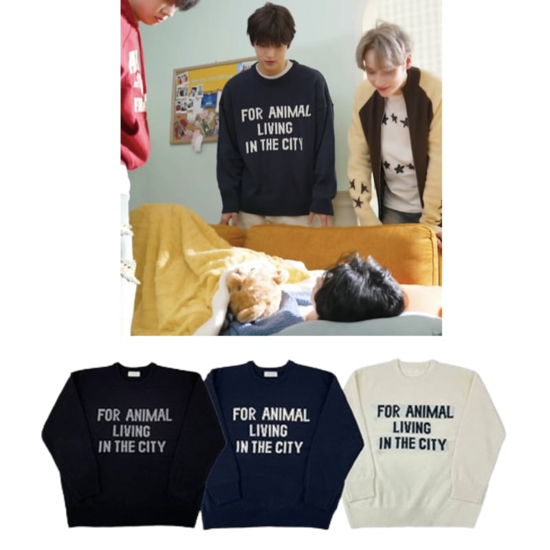 【TXTスビン着用】LCODE　Animal Lettering Acryl Knit　オーバーサイズKnit