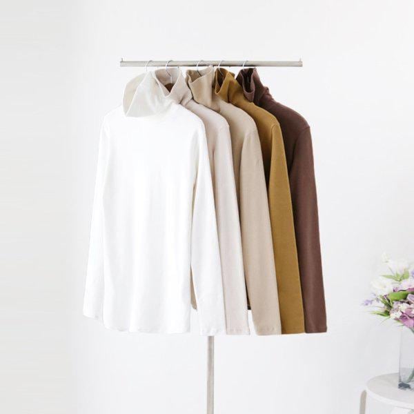 メンズスリムフィット起毛レイヤードインナーコットンネックポーラースパン長袖Tシャツ 11カラー