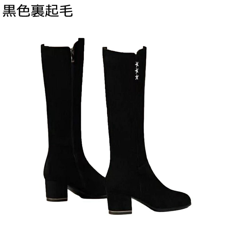 ロングブーツ スエード ハイヒール5cm チャンキーヒール レディース 秋靴 冬靴 セクシー 防水 ストレッチブーツ 長靴 シンプル きれいめ 無地 歩きやすい 履きやすい 細見え