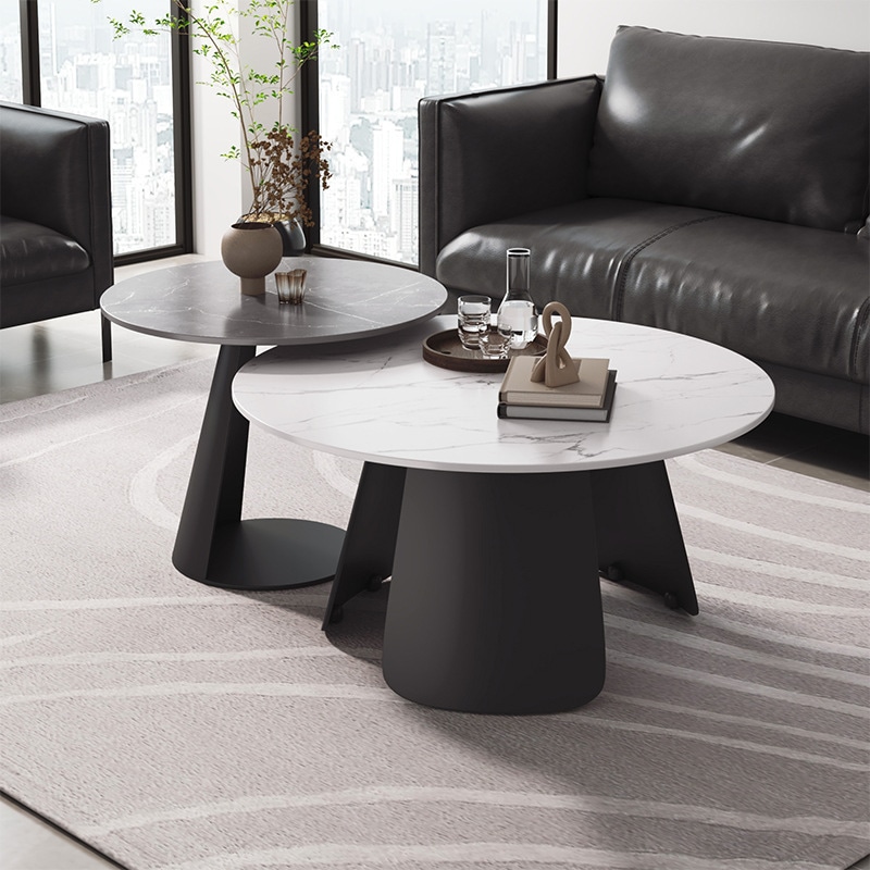 軽い高級ハイエンドロックスラブティーテーブルオフィスイタリアンサーキュラーコンビネーションビジネスレセプションミニマリストティーテーブルリビングルームの使用