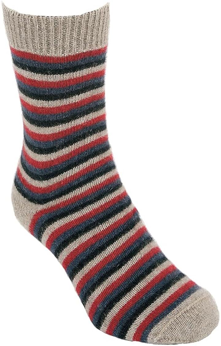 ポッサムメリノ マルチストライプ ソックス キャンプソックス ウール靴下 ウールソックス 男女兼用 防寒 アウトドア 26.5-28( ナチュラル, L)