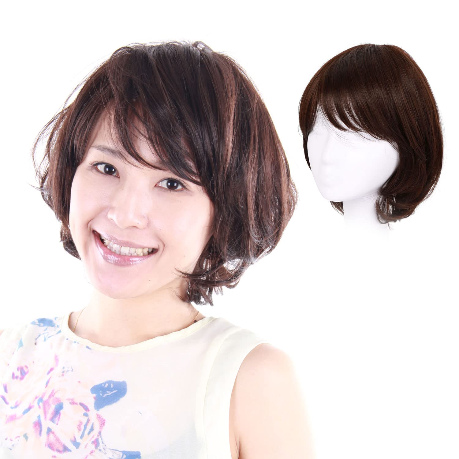(私元気) 医療用 ウィッグ 人毛 ふんわり シルエット 可愛い 女性 デイリーウィッグ ファッションクラシックショート ボブ フルウィッグ かつらミセス 自然 カール ナチュラル 通気性 上品 大人