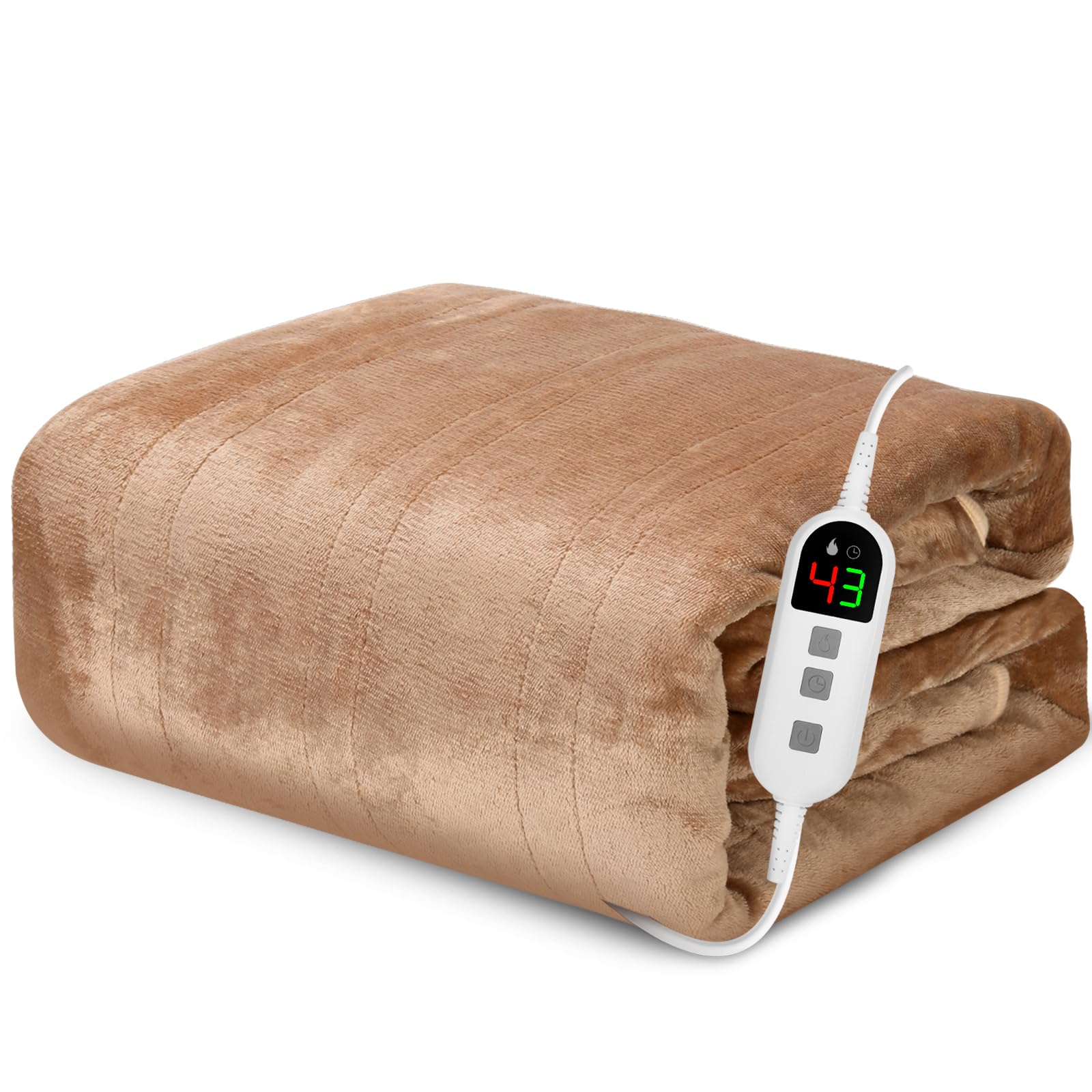 電気毛布 掛け敷き兼用 電気ブランケット 160x130CM フランネル 電気毛布 敷き1-9時間 10段階温度調整 速暖 膝掛け 電気PSE認証済 シングル冬用毛布 速暖 恒温加熱 厚手 電気毛布