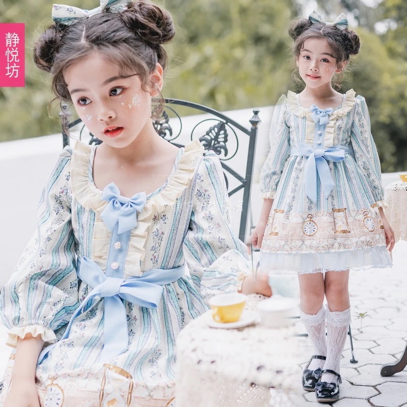 オリジナルスペイン子供用ロリータ子供服ロリータドレスロリータ女の子長袖OPドレス