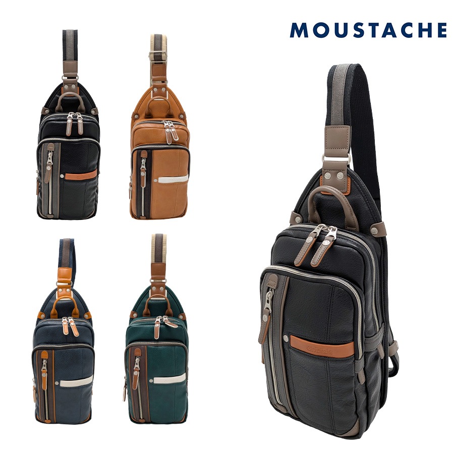 【MOUSTACHE】yvq5985 ボディバッグ 斜め掛け 鞄 カバン かばん 普段使い 使いやすい シンプル おしゃれ 軽量 メンズ プレゼント ギフト 父の日 ブラック