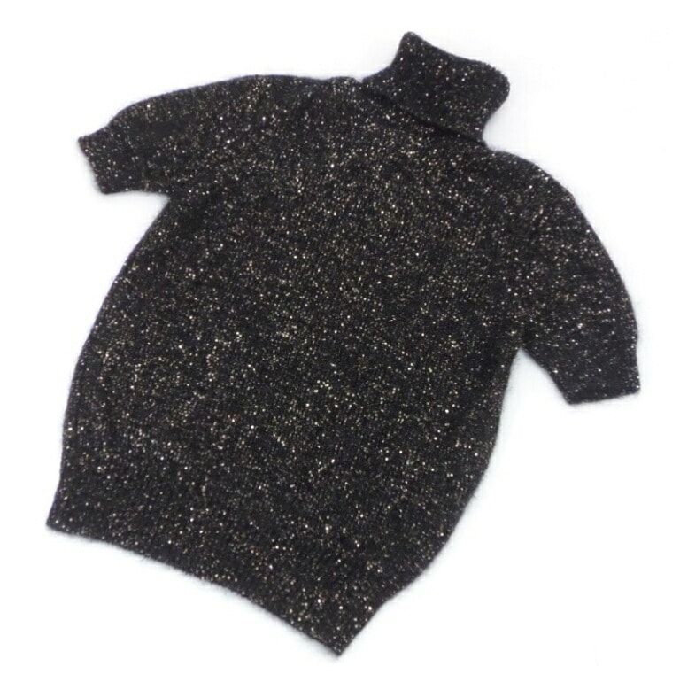 Dolce&Gabbana 半袖ﾊｲﾈｯｸﾆｯﾄ ｾｰﾀｰ ｽﾊﾟﾝｺｰﾙ 黒(57142)
