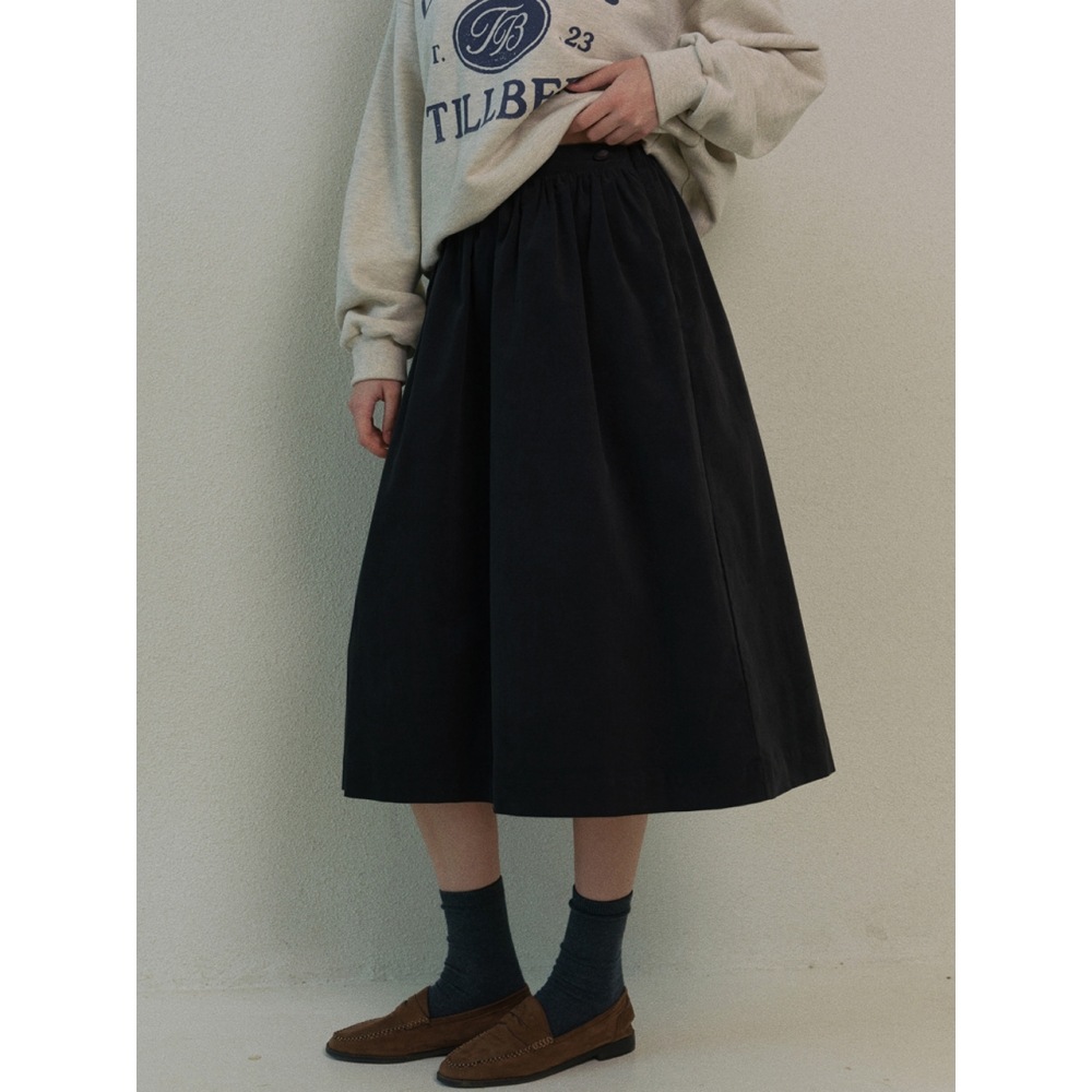 Tillber コーデュロイフレアスカートブラック