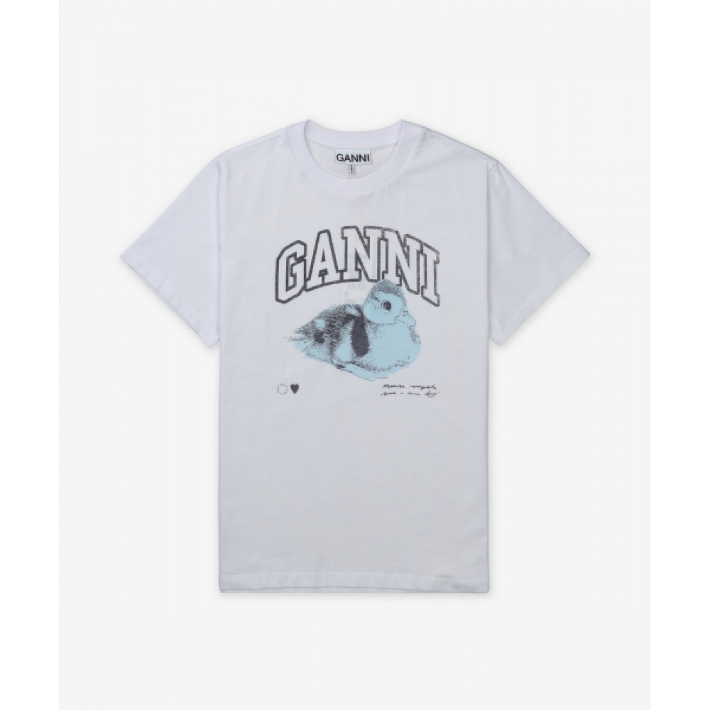 GANNI ベーシックジャージーダックリラックスフィットショートスリーブ T シャツ-ホワイト/T42903575151