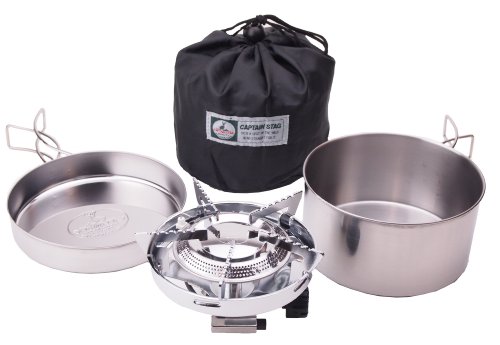 【即発送】キャプテンスタッグ キャンプ 小型ガス バーナー コンロ 圧電点火装置付クッカーセット M-7903北海道沖縄発送不可