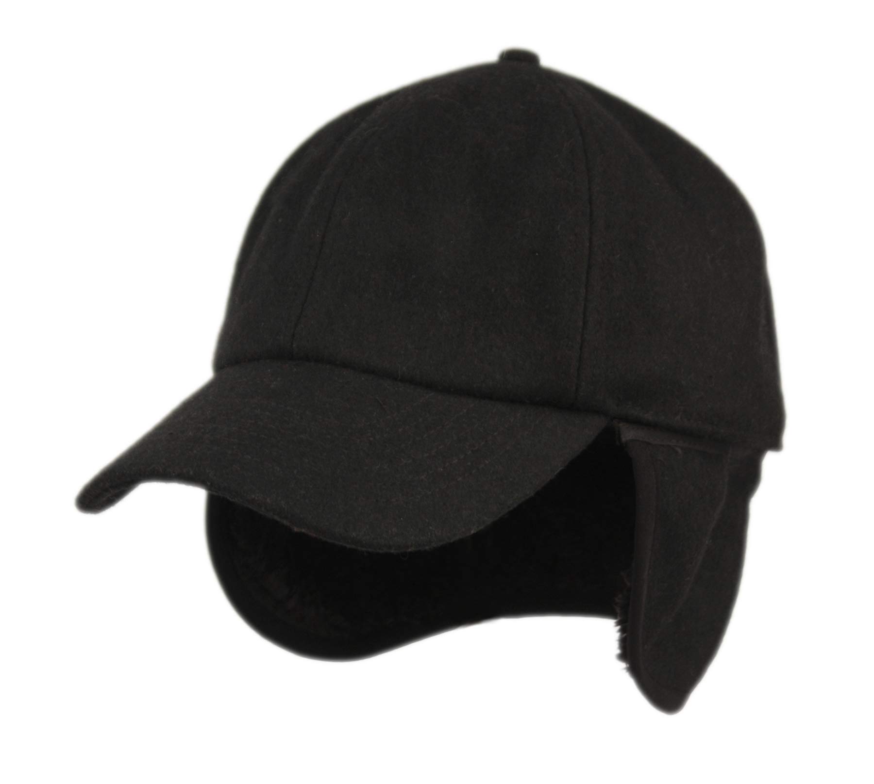[Gagaciso] Wool Blend Baseball Cap Men Fur Hunting Trapper Dad Hats Sports Earflap Unisex Black On