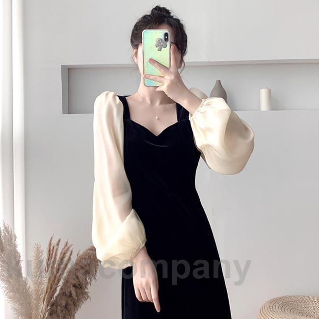 ベロアワンピース レディース ロングワンピ 長袖 春 ワンピース レトロ バルーンスリーブ ドレス マキシ丈ワンピース バーティー 結婚式 宴会 5,675円