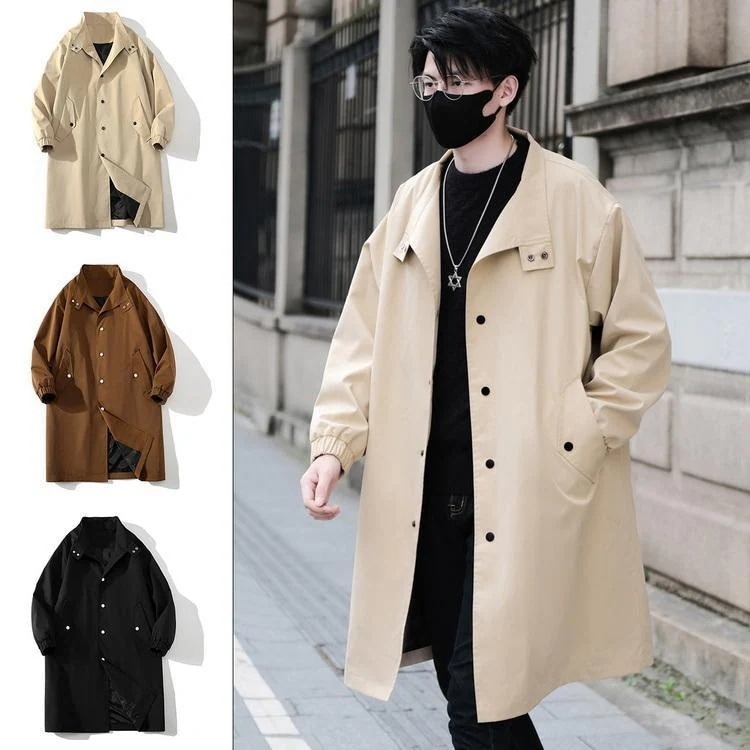 ステンカラーコート メンズ コート スプリングコート アウター ロング丈 大きいサイズ 防風防寒