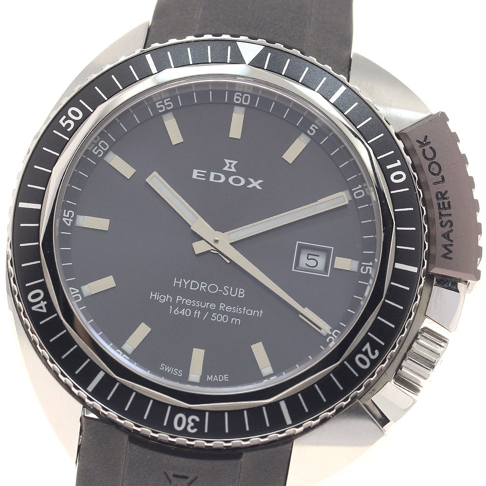 エドックス EDOX 53200 ハイドロサブ 500ｍ デイト クォーツ メンズ 美品 箱・保証書付き_957346【中古】