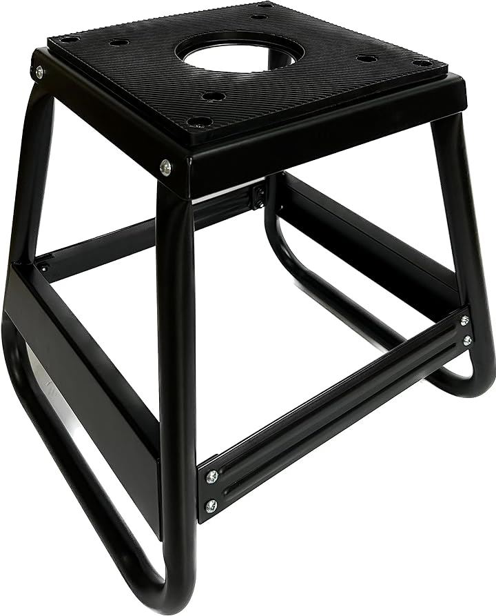 バイクスタンド オフロード用 ゴムマット付き メンテナンススタンド オフロードバイク 車両整備 展示 洗車 オイル交換( ブラック)