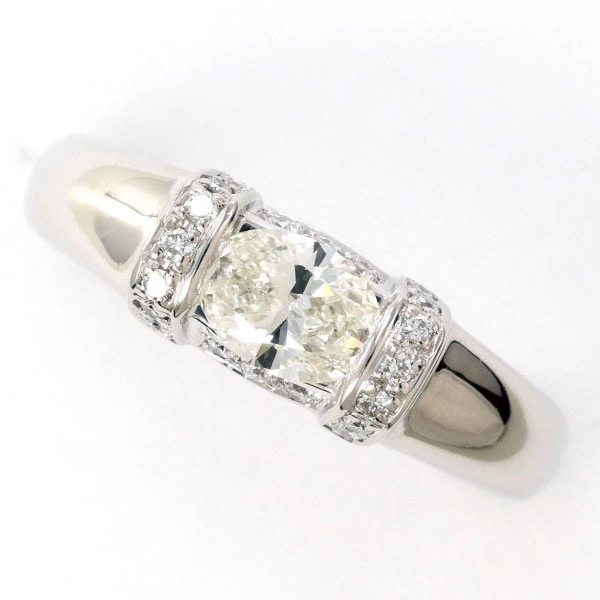 PT900 プラチナ リング 7号 ダイヤ 0.45 SI2 0.11 鑑定書 ジュエリー 中古