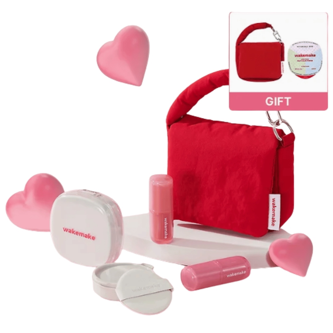ウェイクメイク シームレス クッション+ウォータープルグロウ ティント+パウダー お試しキット+レッドポーチ(数量限定)