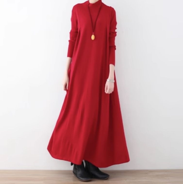 ワンピース ロング丈 長袖 かわいい 大人可愛い きれいめ シンプル カジュアル 大人 上品 おしゃれ お洒落 大人女子 こなれ感 個性的 主役級 存在感 美容師 メイクアップアーティスト ネイリスト