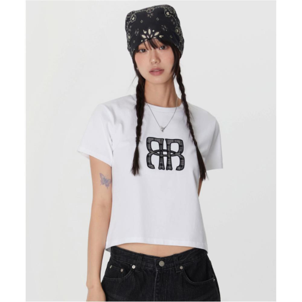 ROCKCAKE Check Square Logo Top White RC25TP10740WH