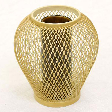 花器・竹細工　駿河竹千筋細工　花器　涼香（さらし）　静岡県伝統工芸品　黒田雅年 作　職人が竹ひごを組んで千筋にして作り上げられた花瓶　繊細で滑らかな曲線美