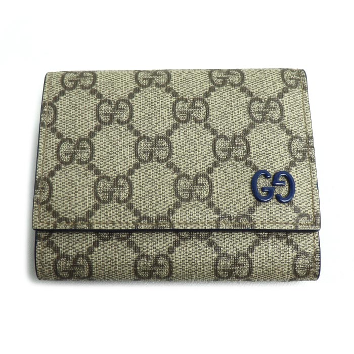 GUCCI グッチ GG ディテール付き GG 三つ折りウォレット 三つ折り財布 ベージュ ブルー 769225 ユニセックス 中古