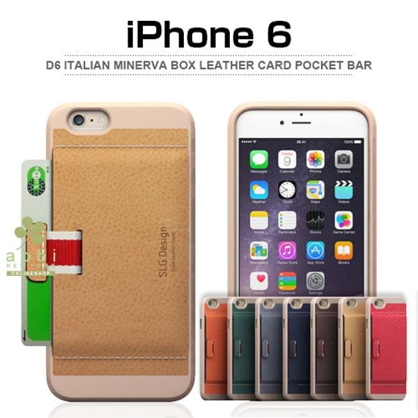値段が激安 6 iPhone Design SLG D6 オリーブ Bar Pocket Card Leather Box Minerva Italian 多機種対応ケース