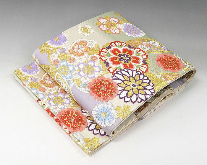 袋帯 七宝菊桜用 良品 リサイクル 中古 フォーマル 礼装用 パーティー 着物 g0851