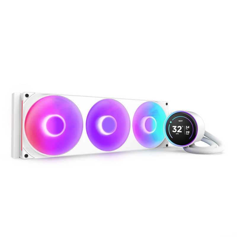 NZXT　水冷CPUクーラー 140mmファンx3 ［LGA1851/1700/1200/115x・AM5/AM4］ KRAKEN ELITE RGB420 ホワイト　RL-KR42E-W2