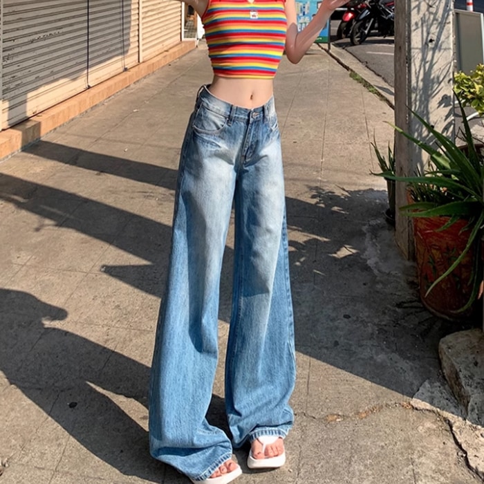 パンツ ボトムス Gパン ワイドパンツ デート ショッピング カフェ お出かけ レディース ワイド 裾ワイド ポケット ブルーデニム かわいい 大人可愛い カジュアル おしゃれ かっこいい こなれ感
