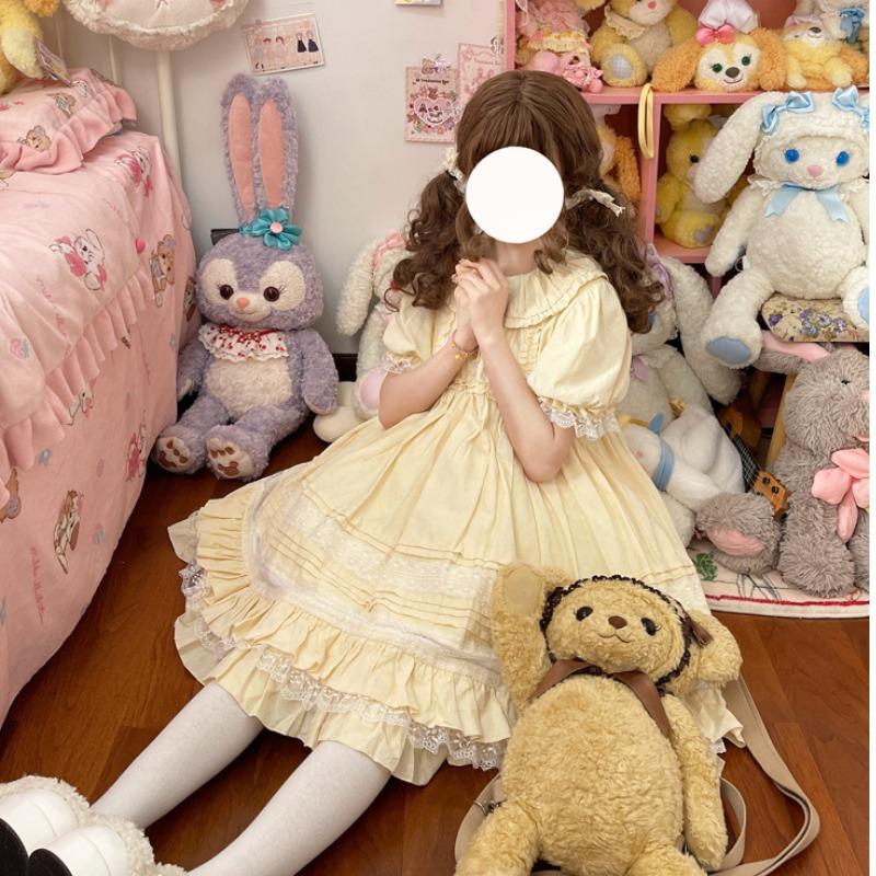 コスプレ ロリータ ふわふわ 姫袖 op 半袖 ワンピース 夏 ドレス 韓国 花嫁 茶会