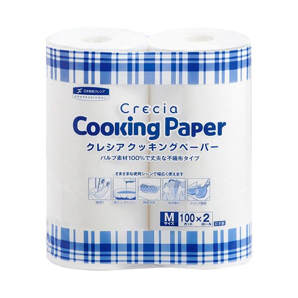 （まとめ） 日本製紙クレシア クレシアクッキングペーパー Mサイズ 100カット／ロール 1パック（2ロール） 10セット