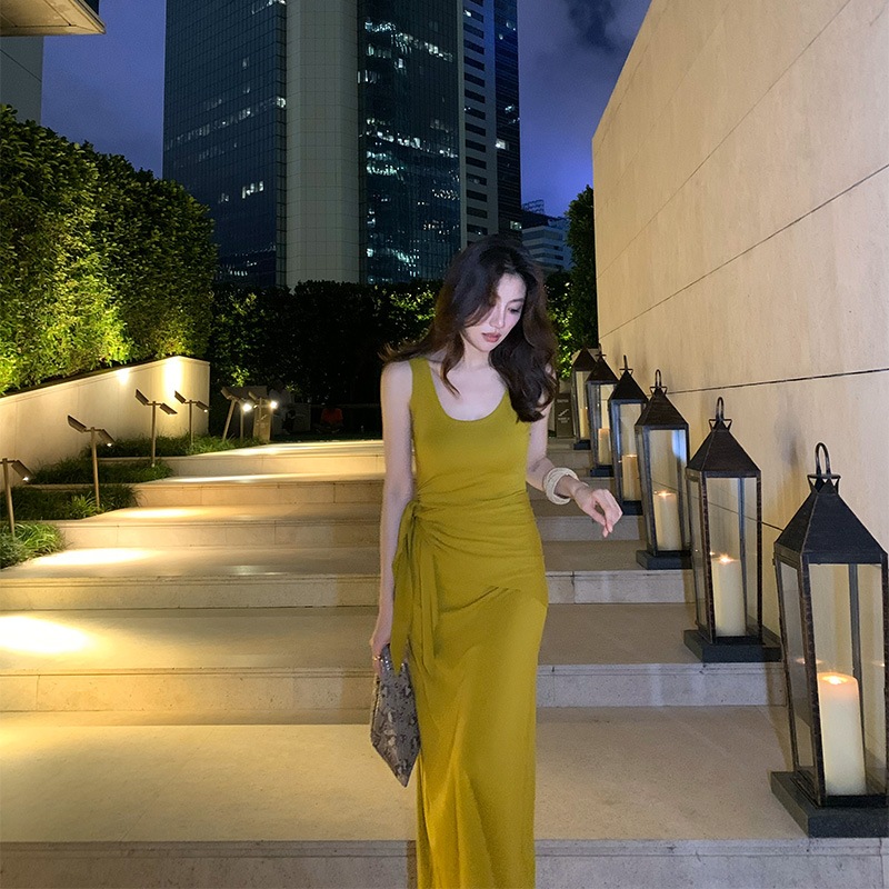 単独で味わい】ロングxierサスペンダー長いスカートa-line Skirt High-waisted Slimドレスj152