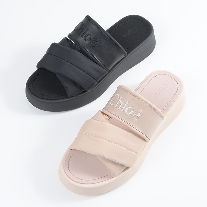 サンダル シューズ サンダルスリッパ MILA レザー ナイロンスライドサンダル CHC24S00QJK レディース ロゴ 春夏 おすすめ 人気