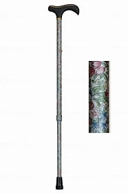 瀬川商店 アルミ製花柄伸縮杖 シロ 1853