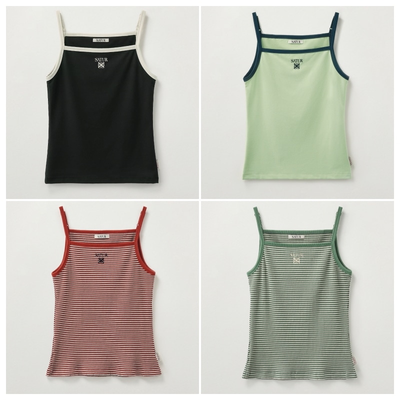 【SATUR】 (W) APERO LOGO SOLID SLEEVELESS TOP : 4COLORS