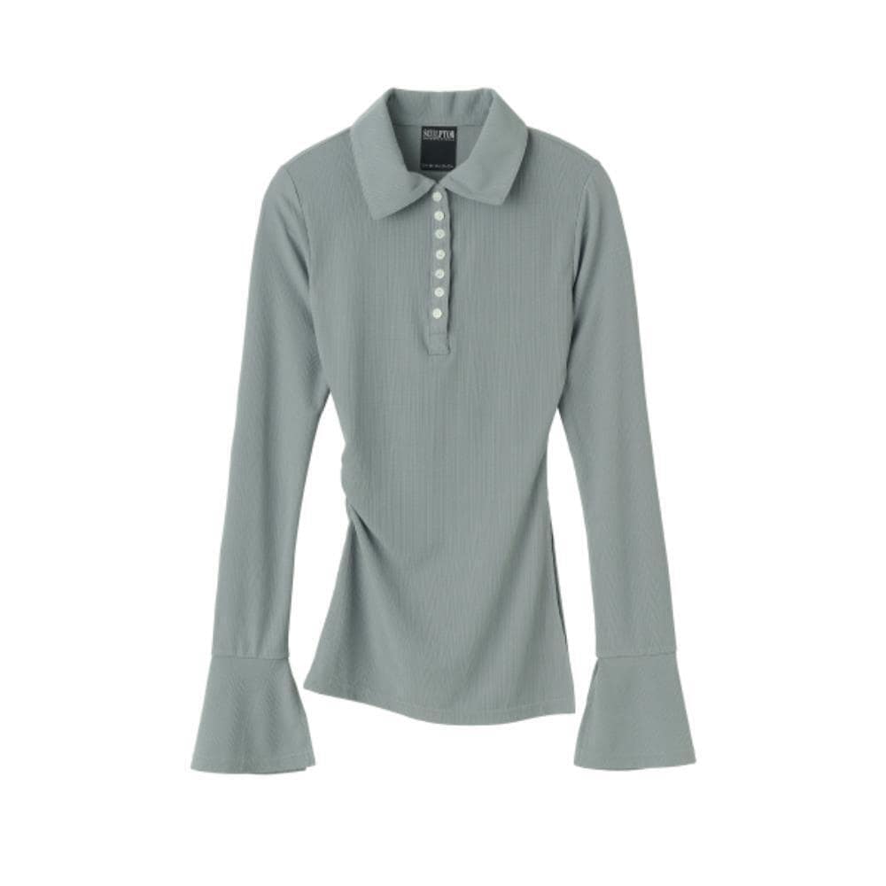 スカルプター Button Down Bell Sleeve Tee Blue Gray SC24S216