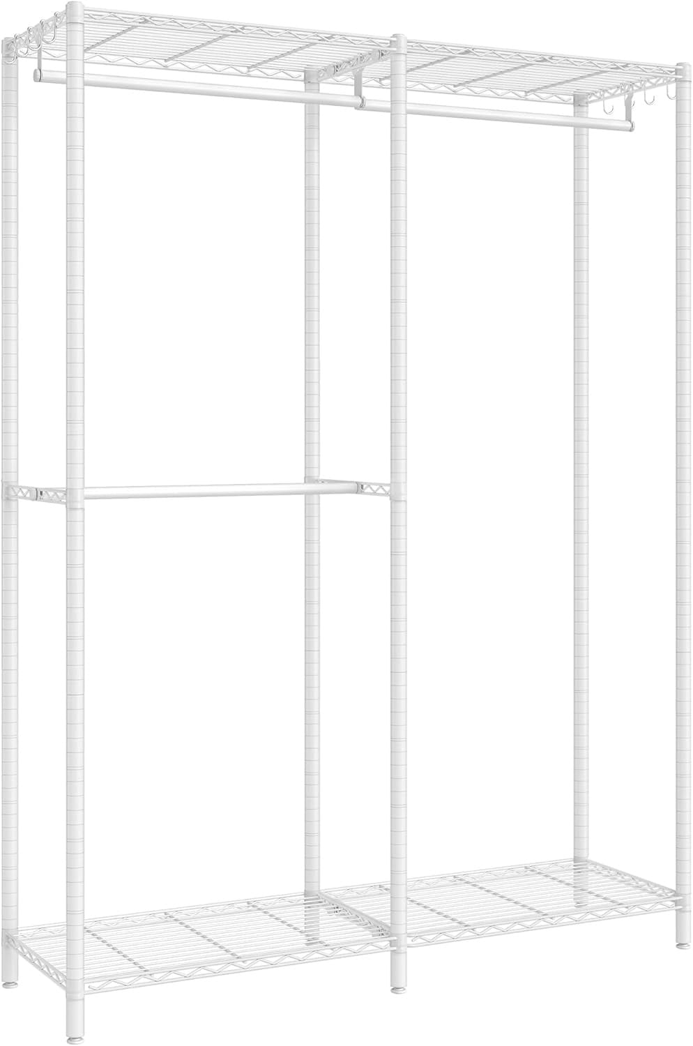 ハンガーラック 2段 大容量 幅120×奥行40×高さ180cm 耐荷重189kg 業務用 頑丈 棚付き フック付き 衣類収納 シンプル おしゃれ 省スペース 便利 人気