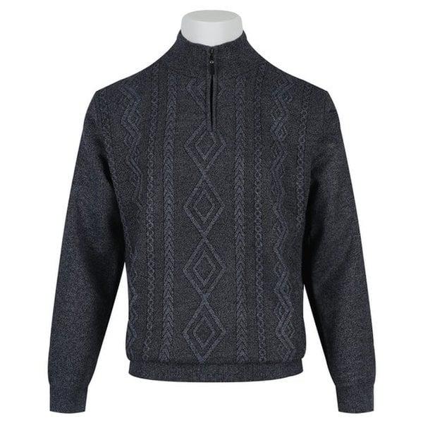 メンズソフト起毛ケーブル編みハーフネックニット DD-KN-628-2-グレー