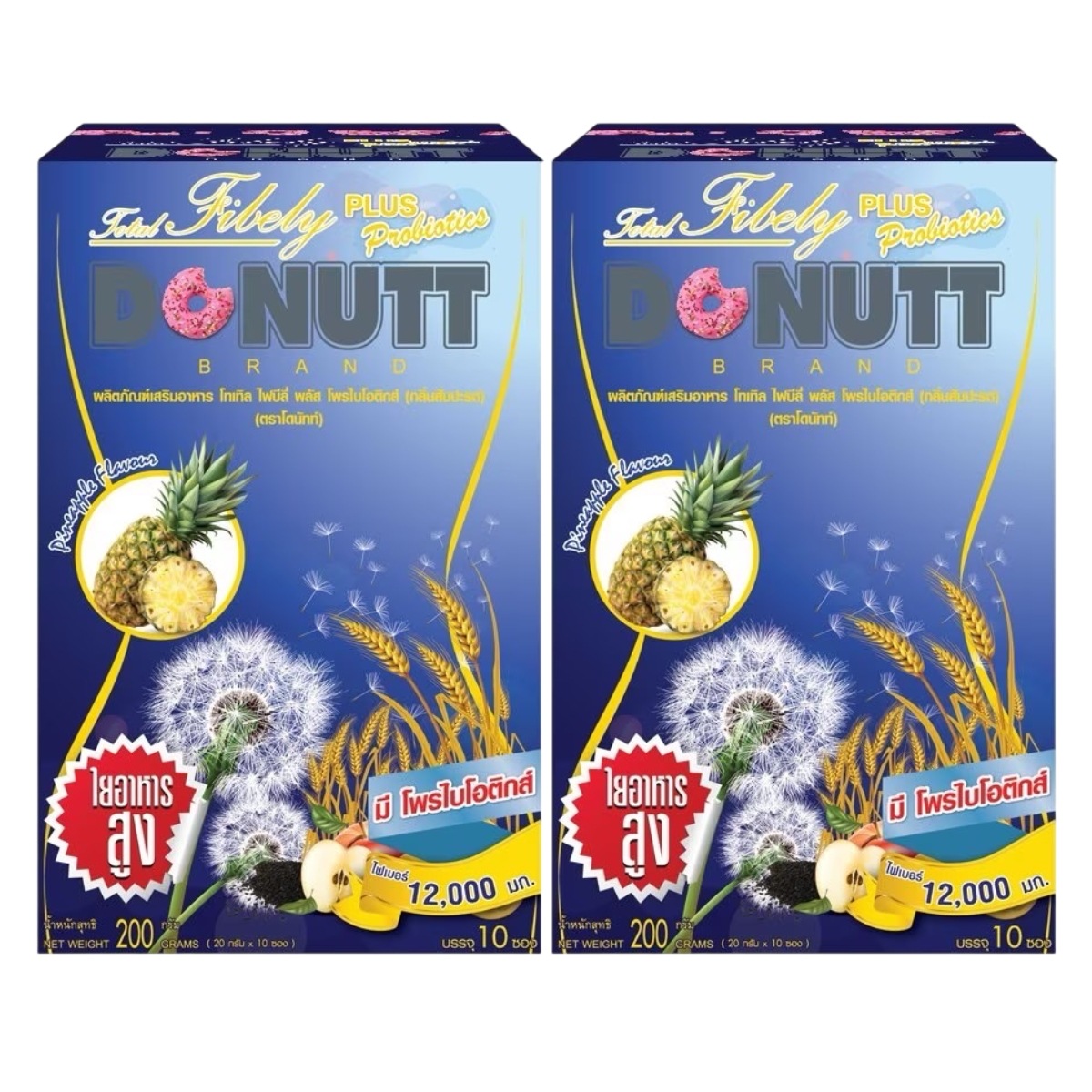 DONUTT FIBELY MIX Probiotics Pineapple Fiber 10 Sachets 2-Packs